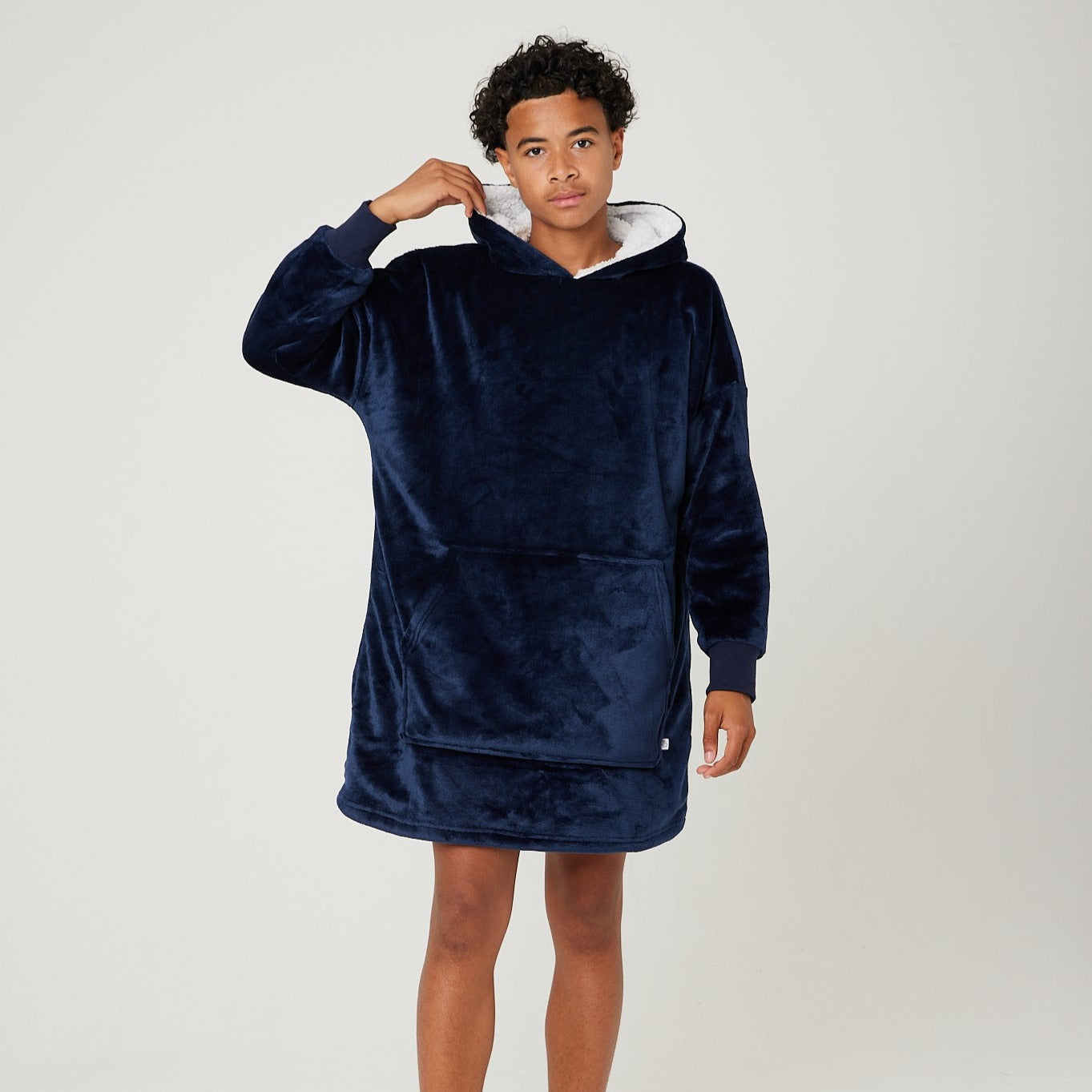 Sherpy For Kids Comfy Hoodie Wearable Blanket Navy Blue 