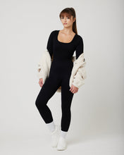 Load image into Gallery viewer, Snuggz Fit Ribbed Long Sleeve Black Seamless Jumpsuit
