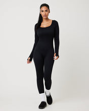 Load image into Gallery viewer, Snuggz Fit Ribbed Long Sleeve Black Seamless Jumpsuit
