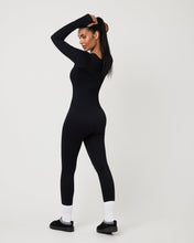 Load image into Gallery viewer, Snuggz Fit Ribbed Long Sleeve Black Seamless Jumpsuit
