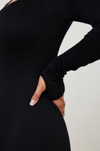 Load image into Gallery viewer, Snuggz Fit Ribbed Long Sleeve Black Seamless Jumpsuit
