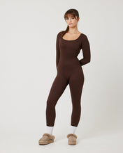 Load image into Gallery viewer, Snuggz Fit Ribbed Long Sleeve Mocha Seamless Jumpsuit
