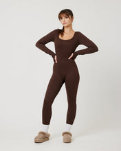 Load image into Gallery viewer, Snuggz Fit Ribbed Long Sleeve Mocha Seamless Jumpsuit
