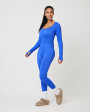 Load image into Gallery viewer, Snuggz Fit Ribbed Long Sleeve Blue Seamless Jumpsuit
