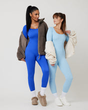 Load image into Gallery viewer, Snuggz Fit Ribbed Long Sleeve Blue Seamless Jumpsuit
