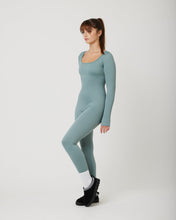 Load image into Gallery viewer, Snuggz Fit Ribbed Long Sleeve Green Seamless Jumpsuit
