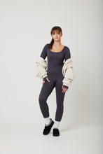 Load image into Gallery viewer, Snuggz Fit Ribbed Long Sleeve Grey Seamless Jumpsuit
