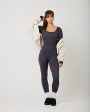 Load image into Gallery viewer, Snuggz Fit Ribbed Long Sleeve Grey Seamless Jumpsuit
