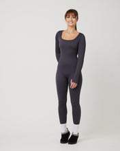 Load image into Gallery viewer, Snuggz Fit Ribbed Long Sleeve Grey Seamless Jumpsuit
