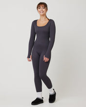 Load image into Gallery viewer, Snuggz Fit Ribbed Long Sleeve Grey Seamless Jumpsuit
