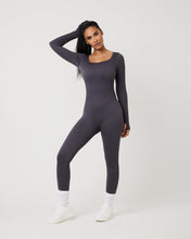 Load image into Gallery viewer, Snuggz Fit Ribbed Long Sleeve Grey Seamless Jumpsuit
