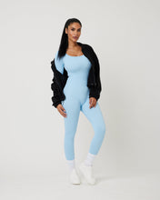 Load image into Gallery viewer, Snuggz Fit Ribbed Long Sleeve Light Blue Seamless Jumpsuit
