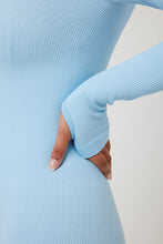 Load image into Gallery viewer, Snuggz Fit Ribbed Long Sleeve Light Blue Seamless Jumpsuit
