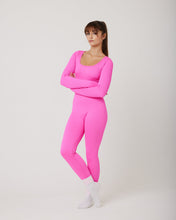 Load image into Gallery viewer, Snuggz Fit Ribbed Long Sleeve Pink Seamless Jumpsuit
