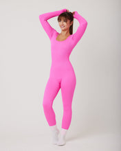 Load image into Gallery viewer, Snuggz Fit Ribbed Long Sleeve Pink Seamless Jumpsuit
