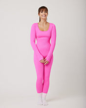 Load image into Gallery viewer, Snuggz Fit Ribbed Long Sleeve Pink Seamless Jumpsuit
