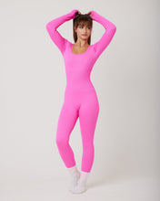 Load image into Gallery viewer, Snuggz Fit Ribbed Long Sleeve Pink Seamless Jumpsuit
