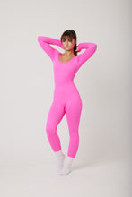 Load image into Gallery viewer, Snuggz Fit Ribbed Long Sleeve Pink Seamless Jumpsuit
