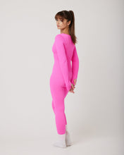 Load image into Gallery viewer, Snuggz Fit Ribbed Long Sleeve Pink Seamless Jumpsuit
