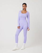 Load image into Gallery viewer, Snuggz Fit Ribbed Long Sleeve Purple Seamless Jumpsuit
