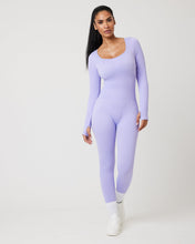 Load image into Gallery viewer, Snuggz Fit Ribbed Long Sleeve Purple Seamless Jumpsuit
