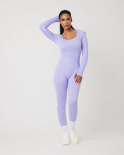 Load image into Gallery viewer, Snuggz Fit Ribbed Long Sleeve Purple Seamless Jumpsuit
