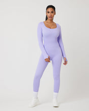 Load image into Gallery viewer, Snuggz Fit Ribbed Long Sleeve Purple Seamless Jumpsuit
