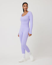 Load image into Gallery viewer, Snuggz Fit Ribbed Long Sleeve Purple Seamless Jumpsuit
