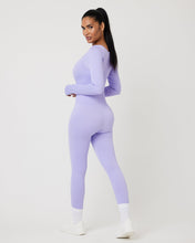 Load image into Gallery viewer, Snuggz Fit Ribbed Long Sleeve Purple Seamless Jumpsuit
